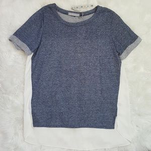 🎉Olivia Moon Cute Blue Top Blouse Sheer Back S